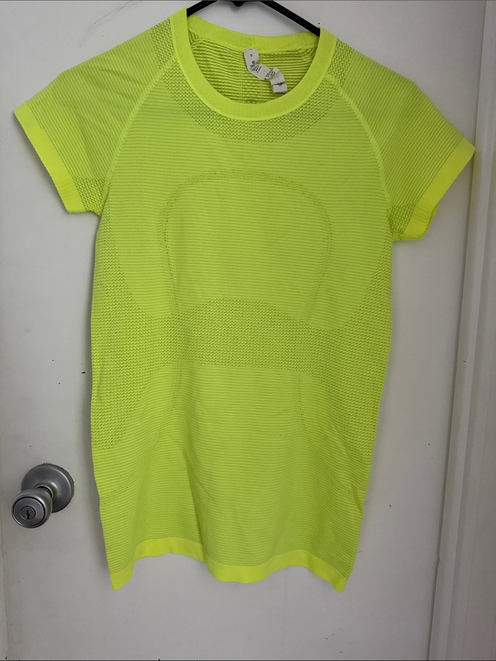 lululemon athletica Neon Lime Ribbed Knit workout top